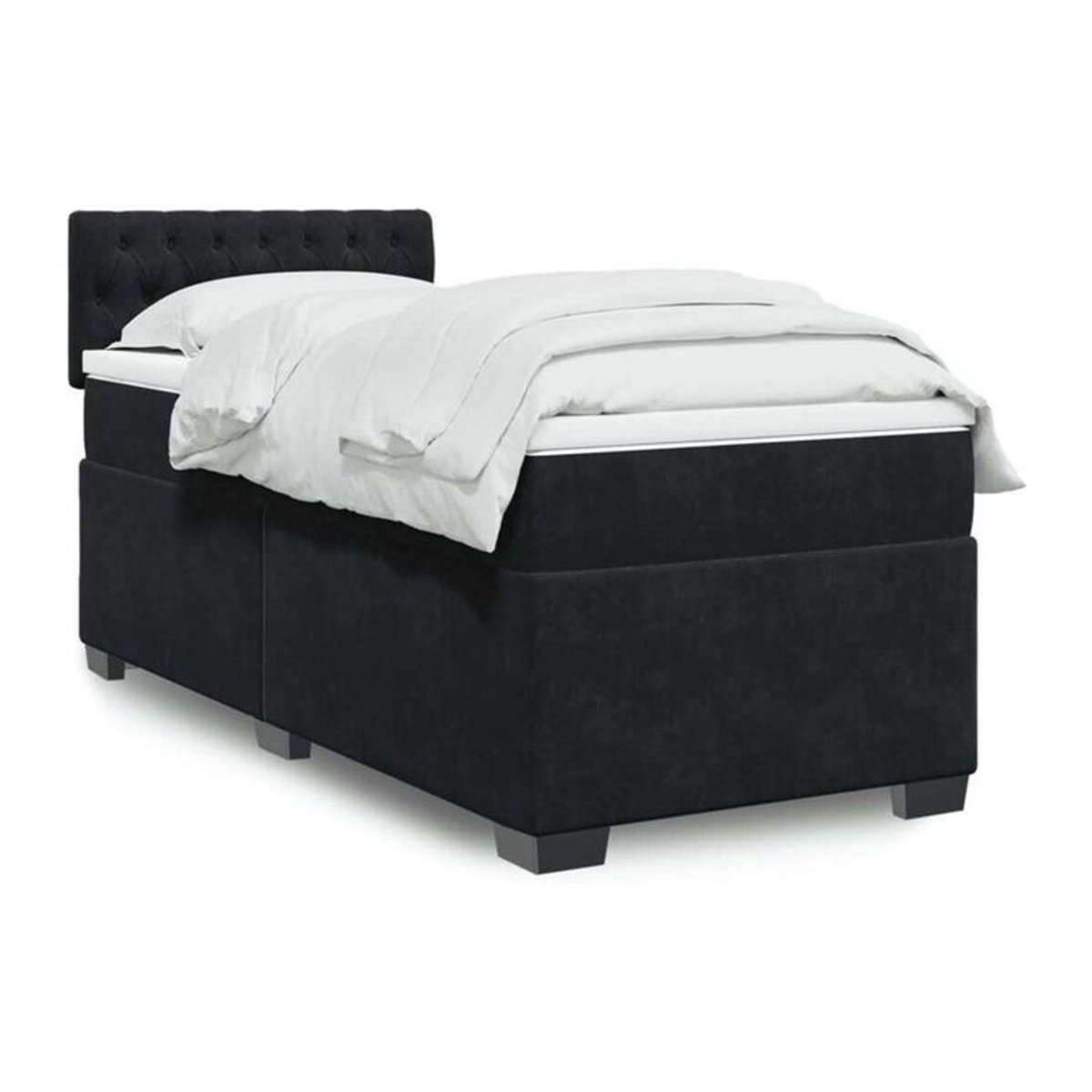 Vidaxl Boxspringbett mit Matratze in Schwarz aus Samt, B/T/H: 80 x 200 x 100,5 cm - Bild 1