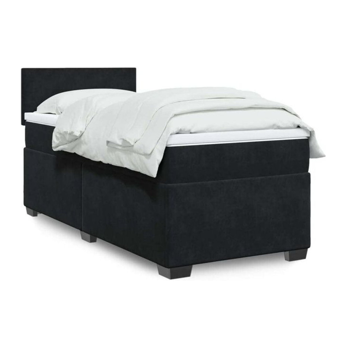 Vidaxl Boxspringbett mit Matratze in Schwarz aus Samt, B/T/H: 80 x 200 x 100,5 cm - Bild 1