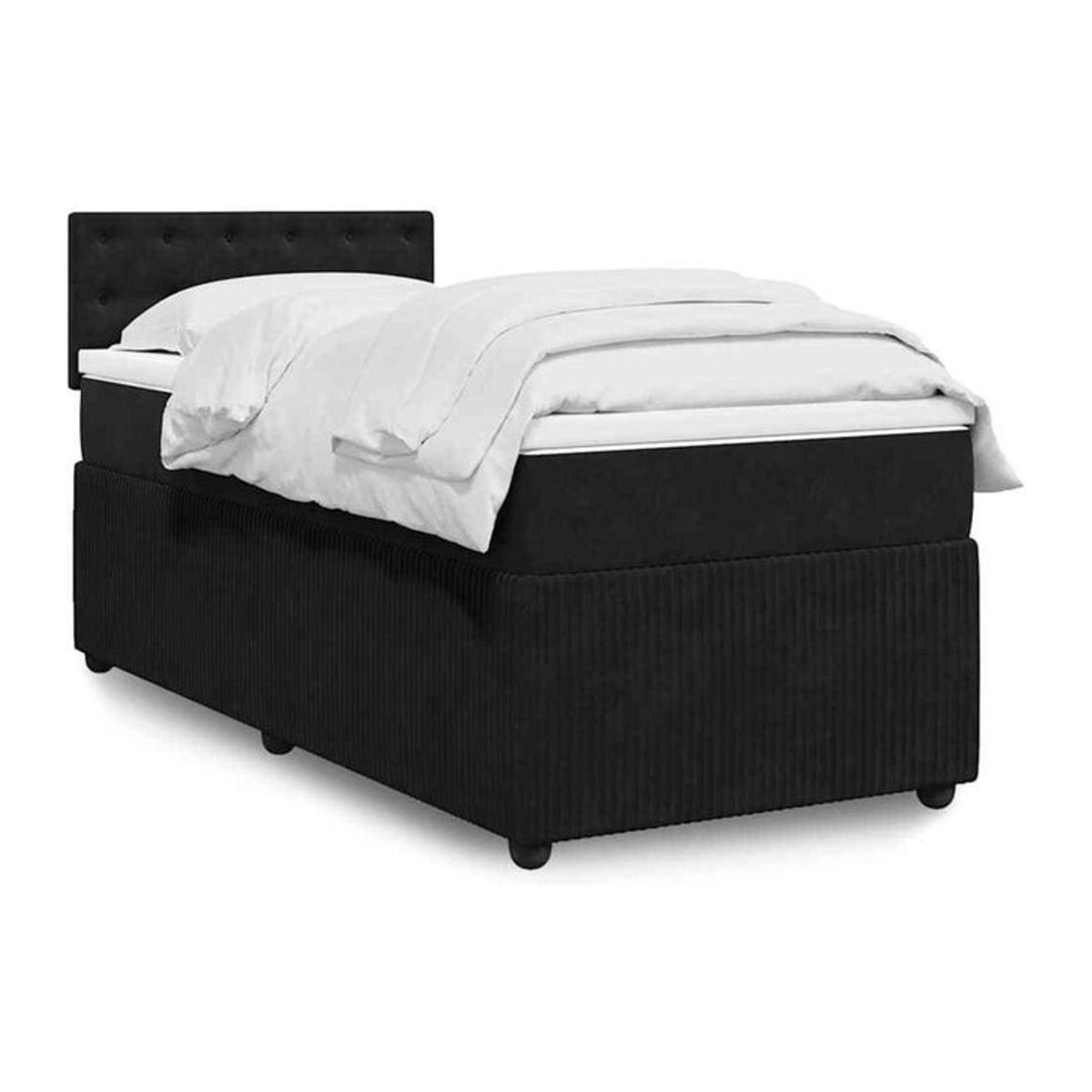 Vidaxl Boxspringbett mit Matratze in Schwarz aus Samt, B/T/H: 80 x 200 x 100,5 cm - Bild 1