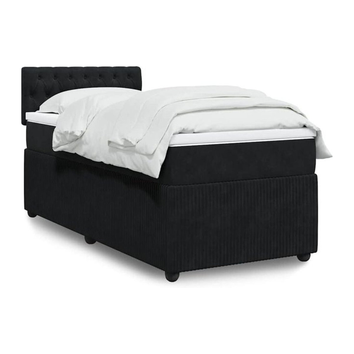 Vidaxl Boxspringbett mit Matratze in Schwarz aus Samt, B/T/H: 80 x 200 x 100,5 cm - Bild 1