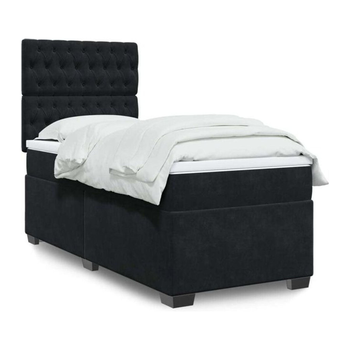 Vidaxl Boxspringbett mit Matratze in Schwarz aus Samt, B/T/H: 80 x 200 x 150,5 cm - Bild 1