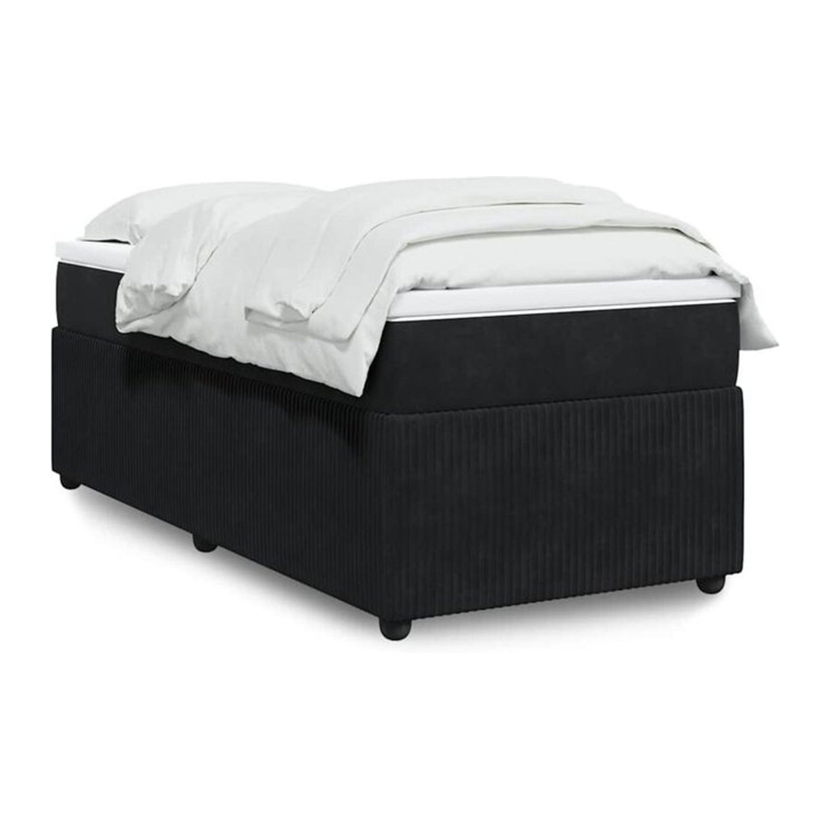 Vidaxl Boxspringbett mit Matratze in Schwarz aus Samt, B/T/H: 90 x 190 cm - Bild 1