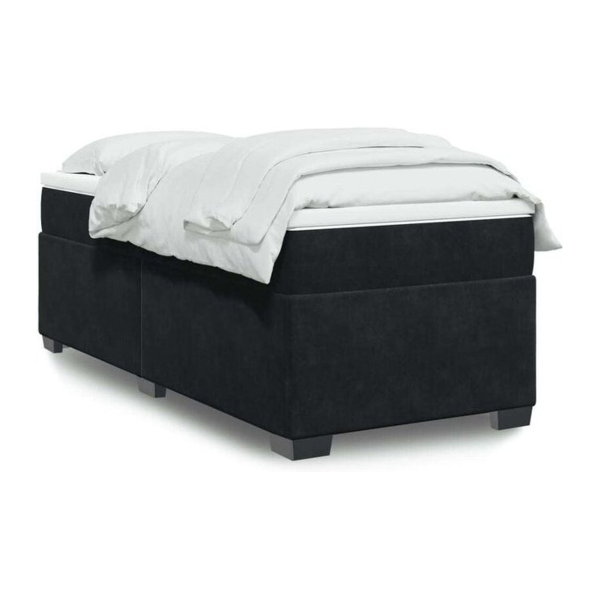 Vidaxl Boxspringbett mit Matratze in Schwarz aus Samt, B/T/H: 90 x 190 cm - Bild 1