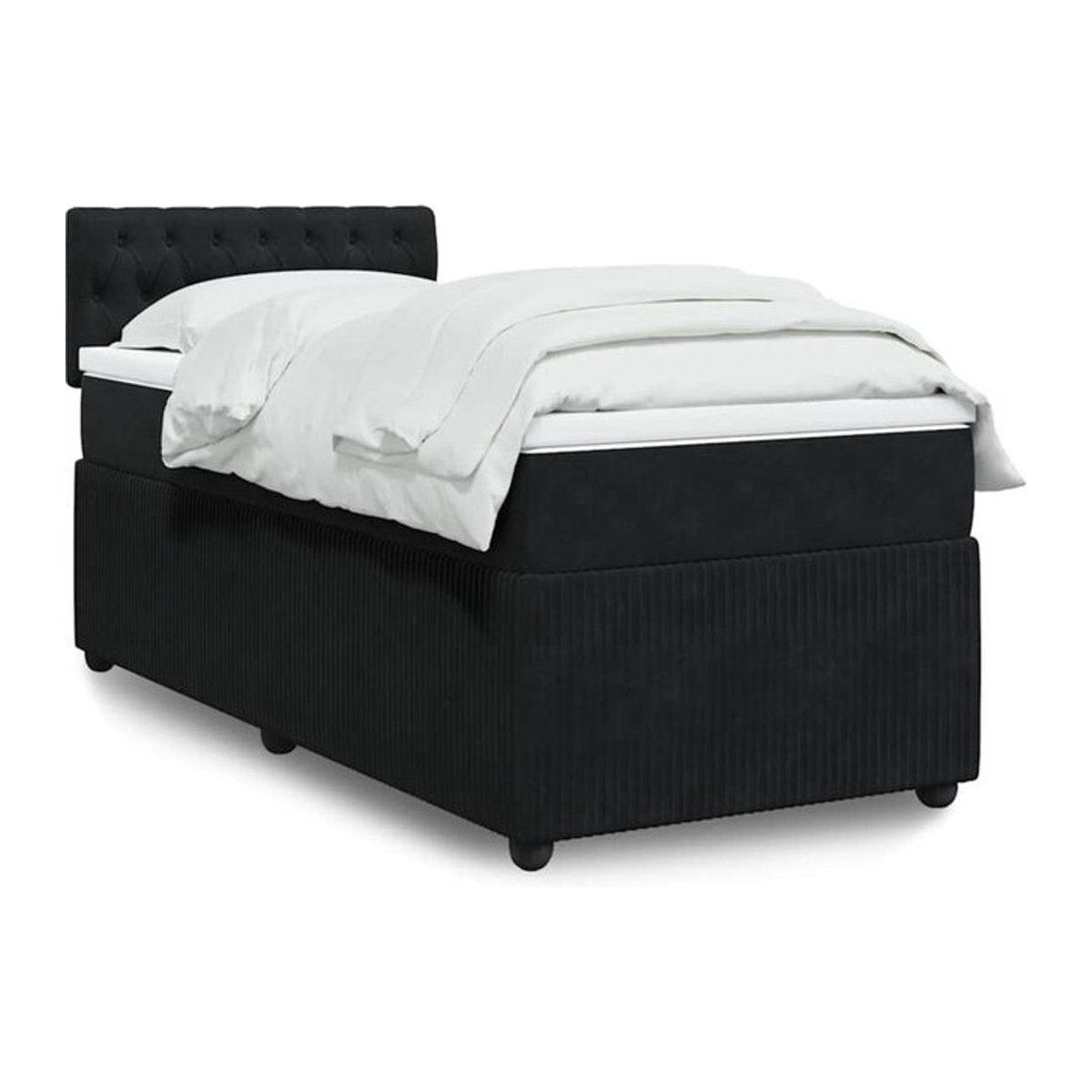 Vidaxl Boxspringbett mit Matratze in Schwarz aus Samt, B/T/H: 90 x 200 cm - Bild 1