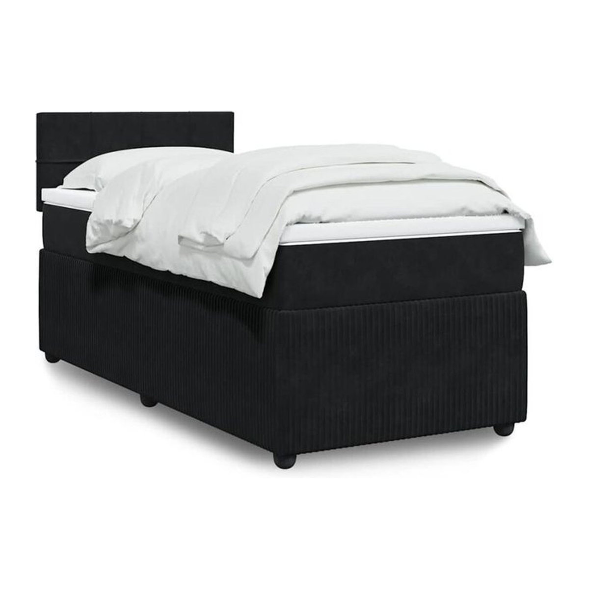 Vidaxl Boxspringbett mit Matratze in Schwarz aus Samt, B/T/H: 90 x 200 cm - Bild 1