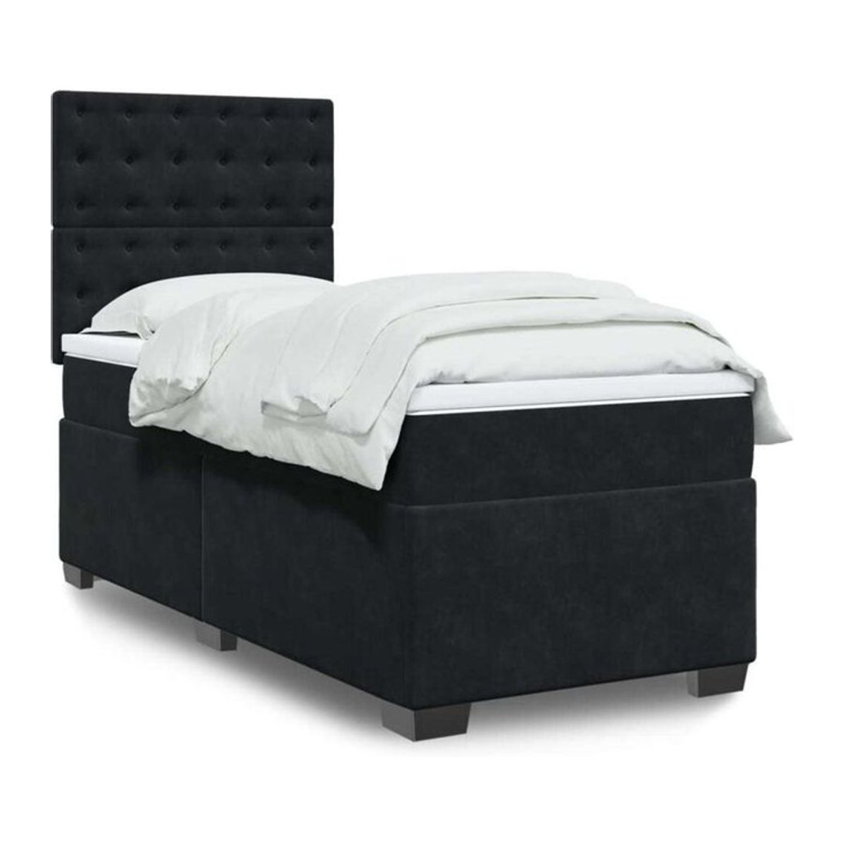 Vidaxl Boxspringbett mit Matratze in Schwarz aus Samt, B/T/H: 90 x 200 x 150,5 cm - Bild 1