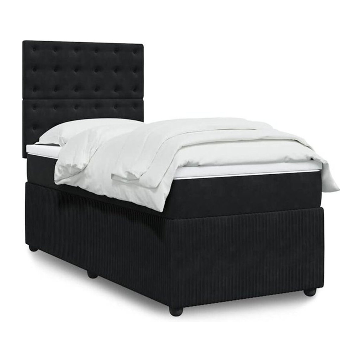 Vidaxl Boxspringbett mit Matratze in Schwarz aus Samt, Modernes Design, B/T/H: 90 x 190 x 140,5 cm - Bild 1
