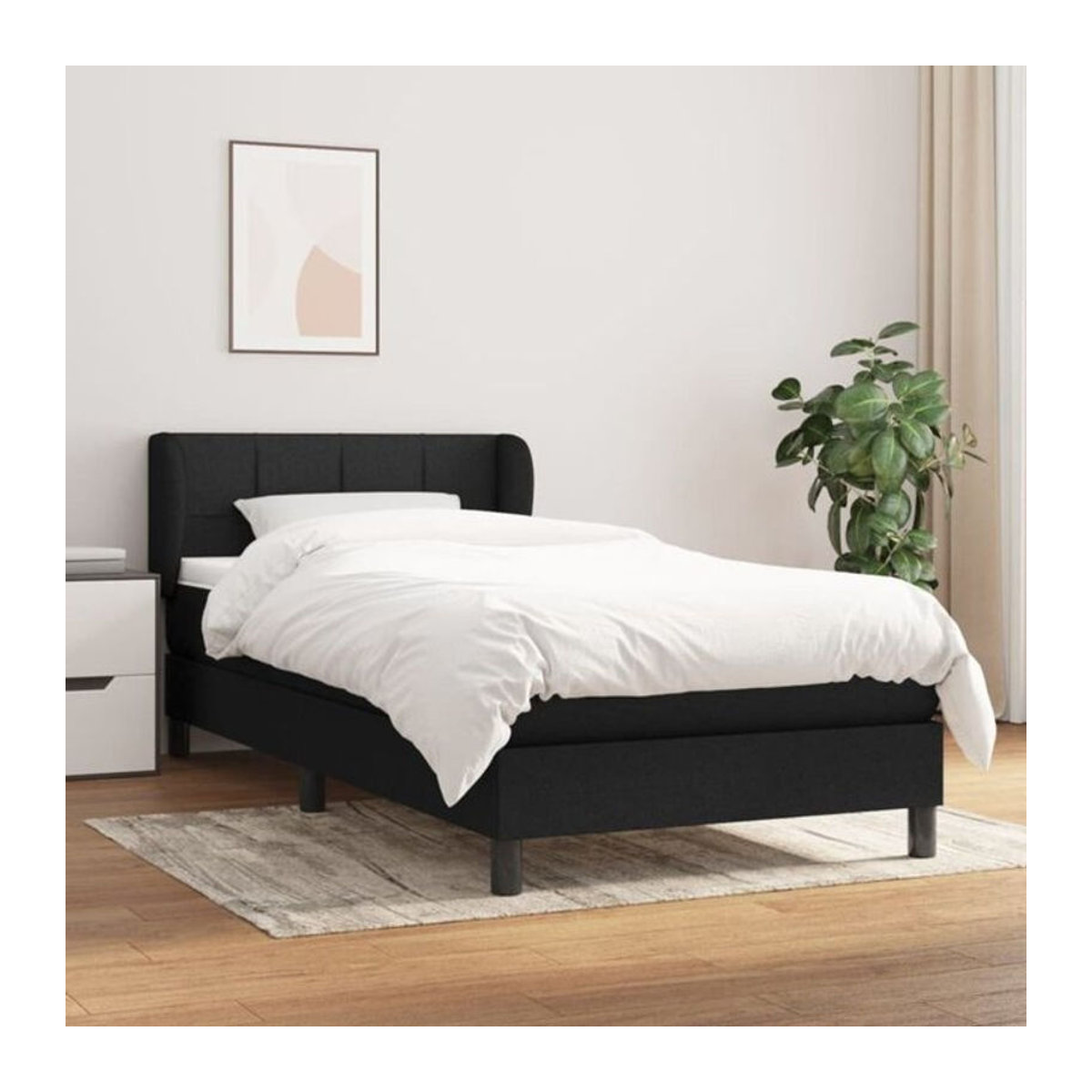 Vidaxl Boxspringbett mit Matratze in Schwarz aus Stoff, B/B: 100 x 200 cm - Bild 1