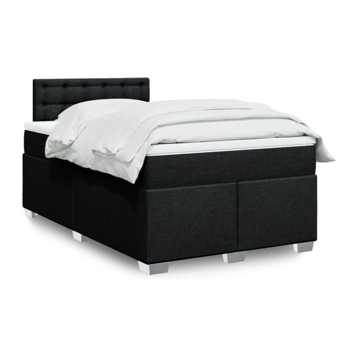 vidaxl Boxspringbett mit Matratze in Schwarz aus Stoff, B/B: 120 x 190 cm - Bild 1