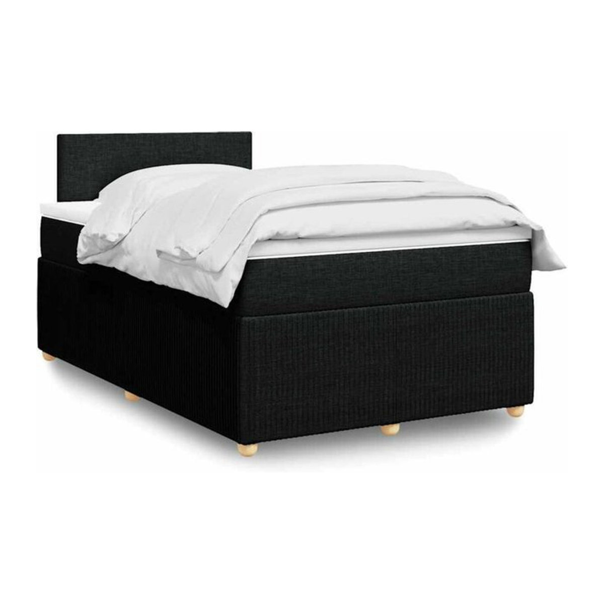 vidaxl Boxspringbett mit Matratze in Schwarz aus Stoff, B/B: 120 x 190 cm - Bild 1