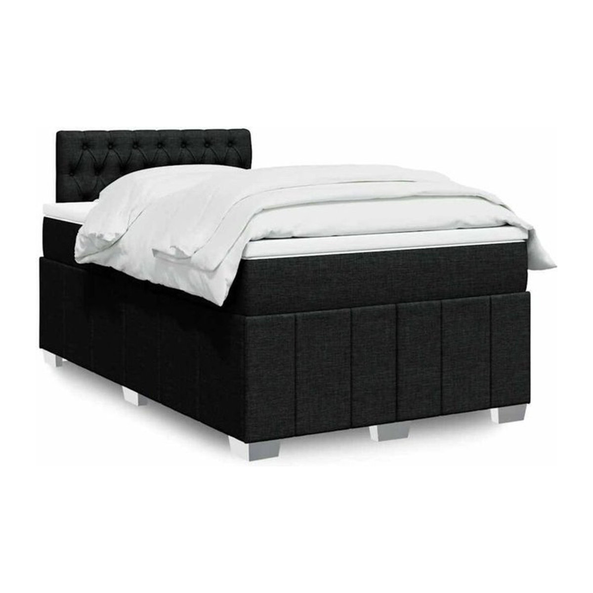 vidaxl Boxspringbett mit Matratze in Schwarz aus Stoff, B/B: 120 x 200 cm - Bild 1