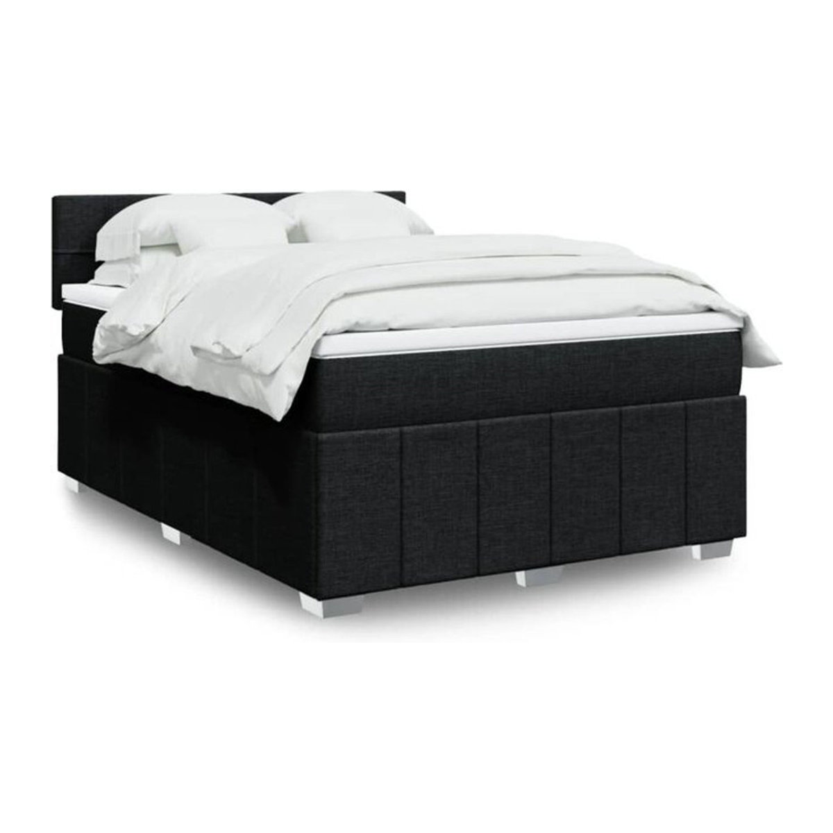vidaxl Boxspringbett mit Matratze in Schwarz aus Stoff, B/B: 160 x 200 cm - Bild 1