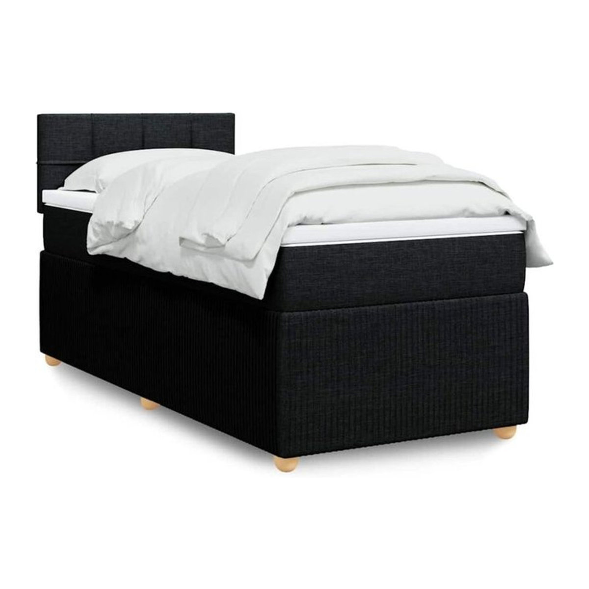 Vidaxl Boxspringbett mit Matratze in Schwarz aus Stoff, B/B: 80 x 200 cm - Bild 1