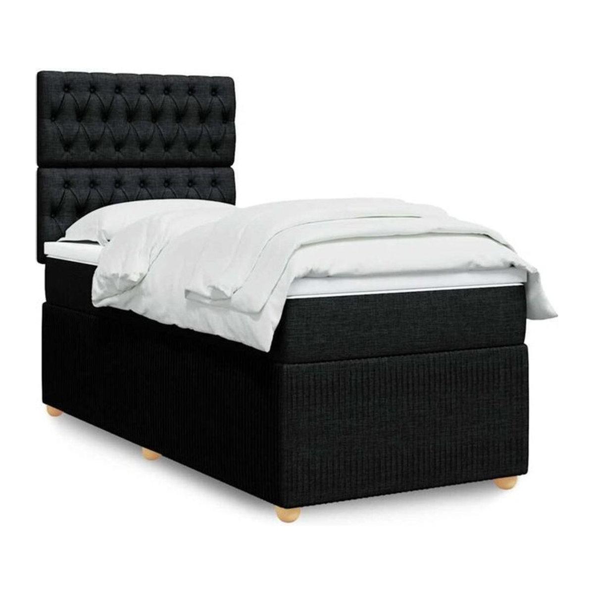 Vidaxl Boxspringbett mit Matratze in Schwarz aus Stoff, B/B: 80 x 200 cm - Bild 1