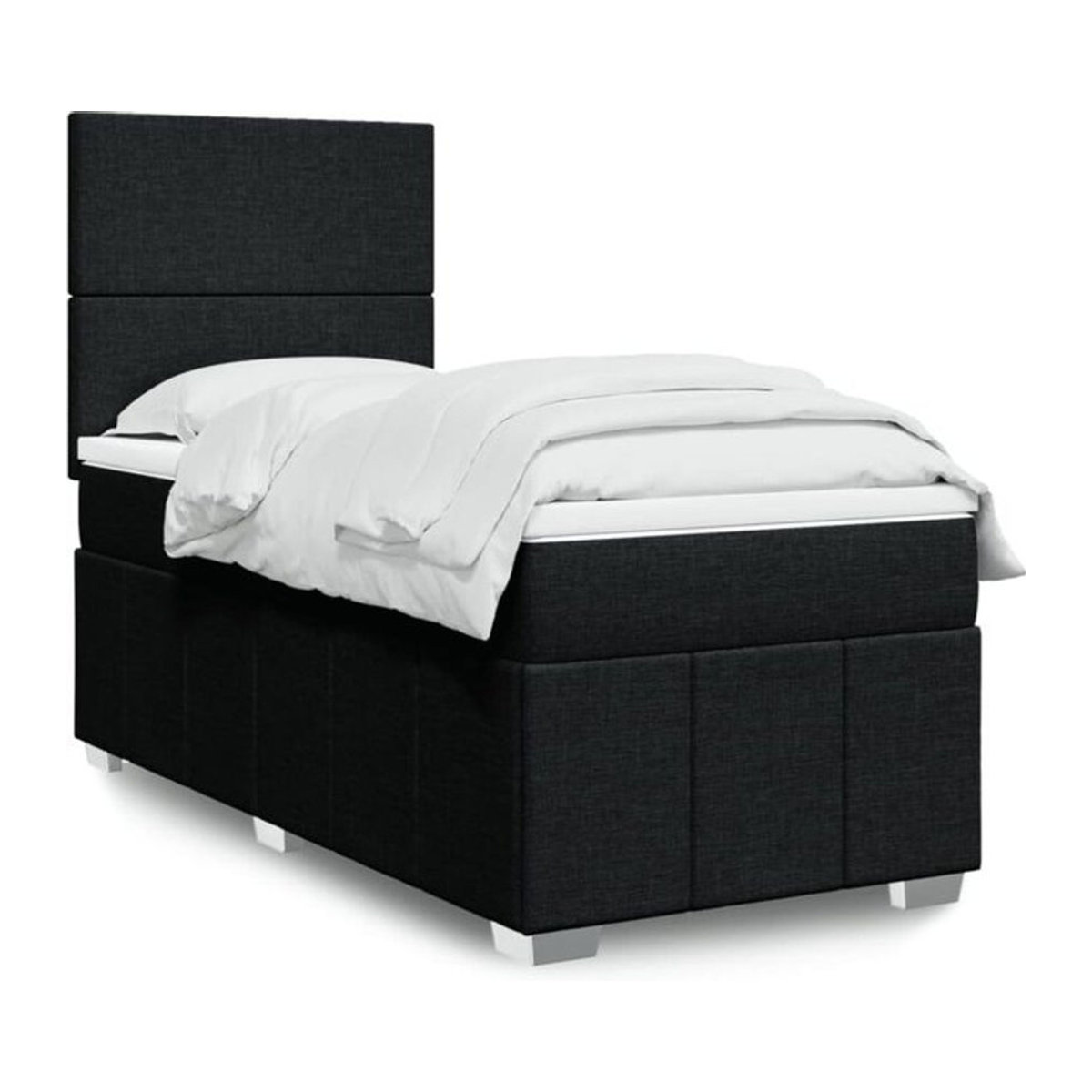Vidaxl Boxspringbett mit Matratze in Schwarz aus Stoff, B/B: 90 x 190 cm - Bild 1