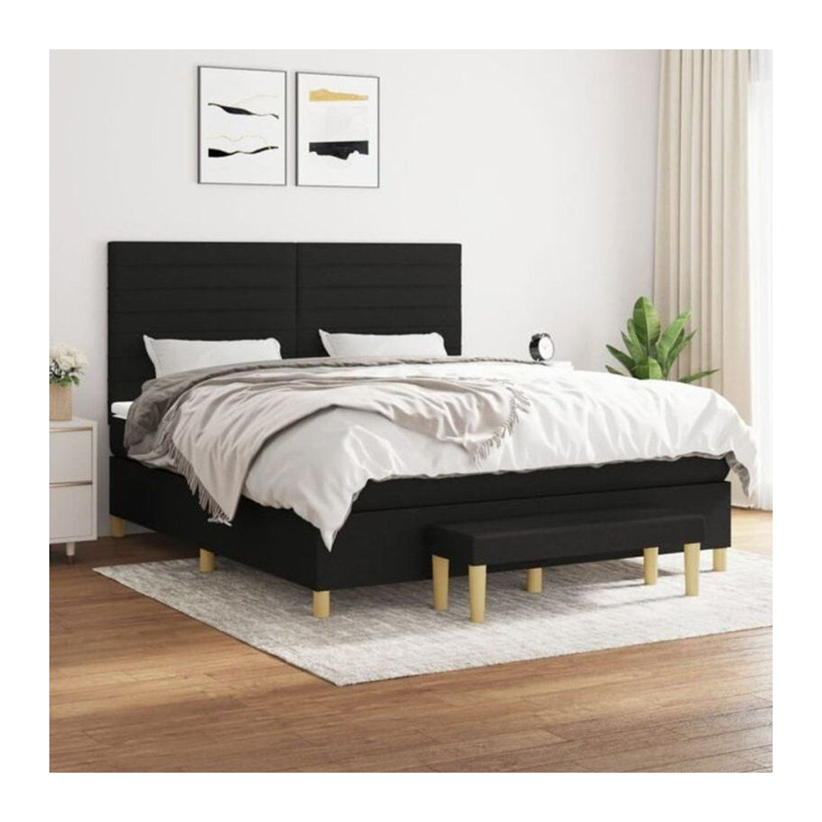 Vidaxl Boxspringbett mit Matratze in Schwarz aus Stoff, B/B/H: 180 x 200 cm - Bild 1