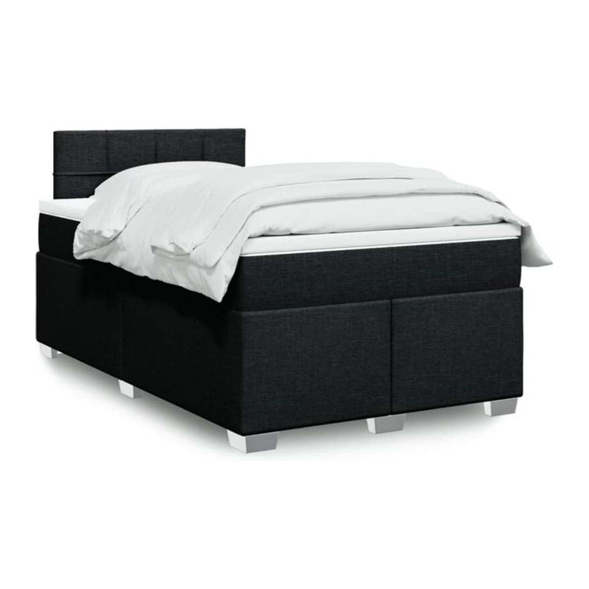vidaxl Boxspringbett mit Matratze in Schwarz aus Stoff, B/T: 120 x 190 cm - Bild 1