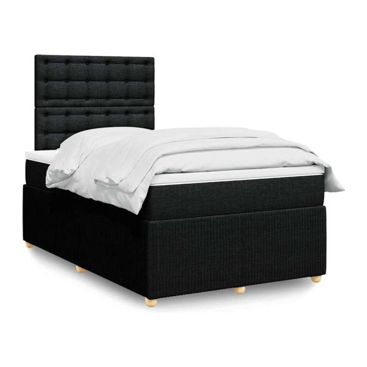 Vidaxl Boxspringbett mit Matratze in Schwarz aus Stoff, B/T: 120 x 190 cm - Bild 1