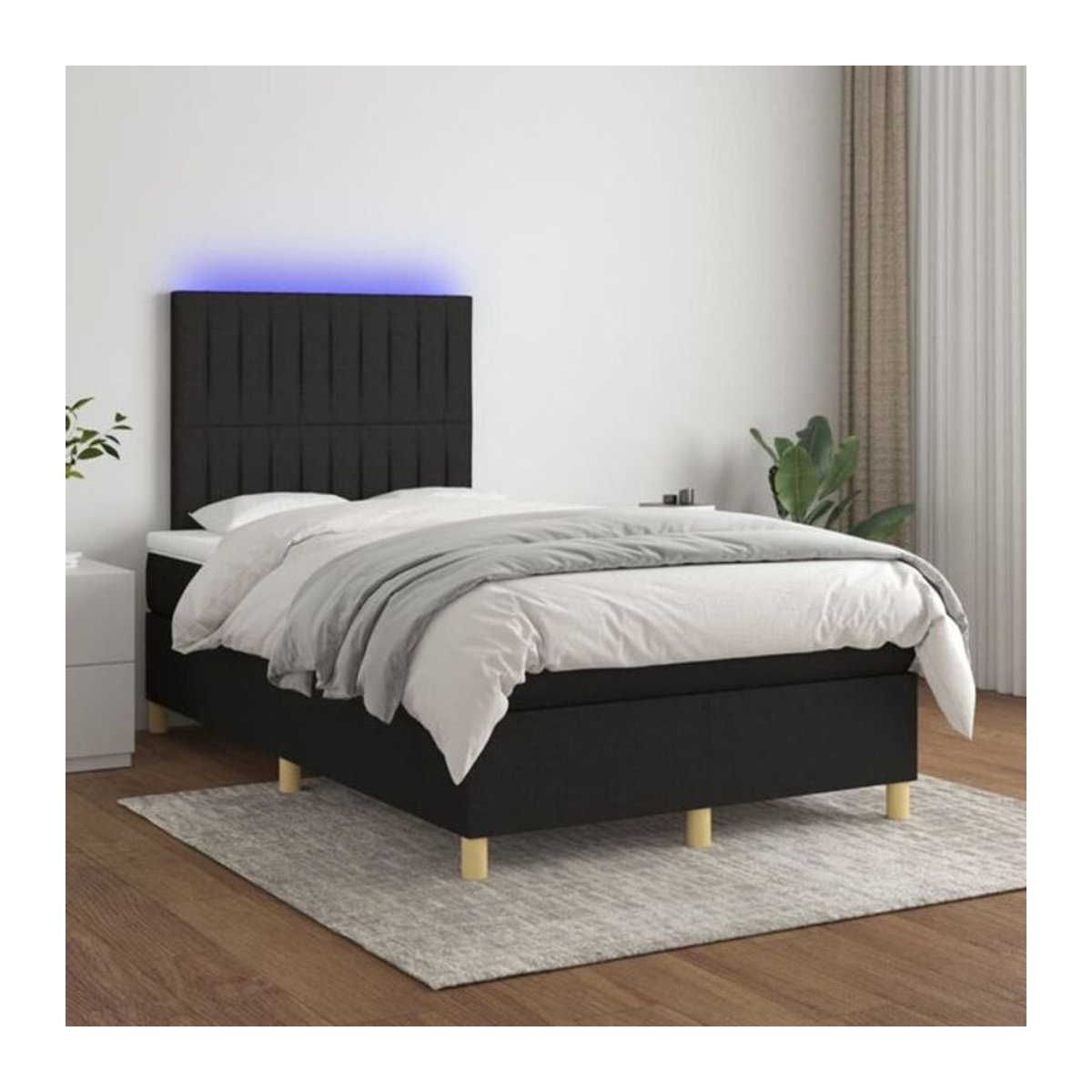 Vidaxl Boxspringbett mit Matratze in Schwarz aus Stoff, B/T: 120 x 200 cm - Bild 1
