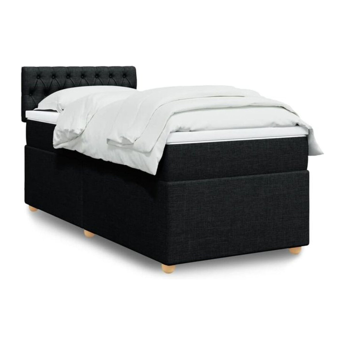 vidaxl Boxspringbett mit Matratze in Schwarz aus Stoff, B/T/H: 100 x 200 x 100,5 cm - Bild 1