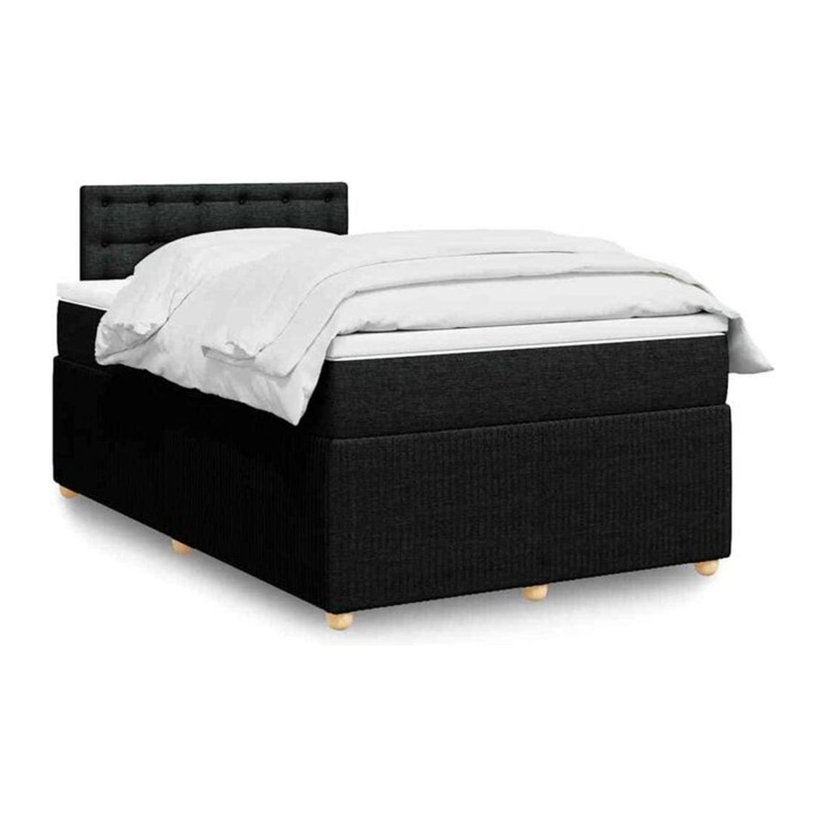 Vidaxl Boxspringbett mit Matratze in Schwarz aus Stoff, B/T/H: 120 x 190 x 100,5 cm - Bild 1