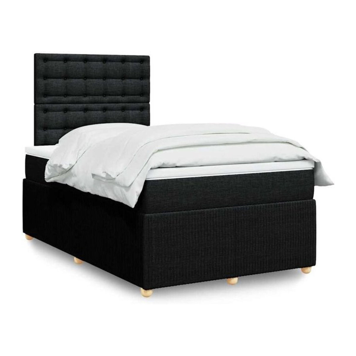vidaxl Boxspringbett mit Matratze in Schwarz aus Stoff, B/T/H: 120 x 200 x 150,5 cm - Bild 1
