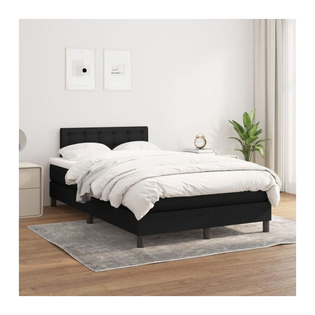 Vidaxl Boxspringbett mit Matratze in Schwarz aus Stoff, B/T/H: 120 x 200 x 31 cm - Bild 1
