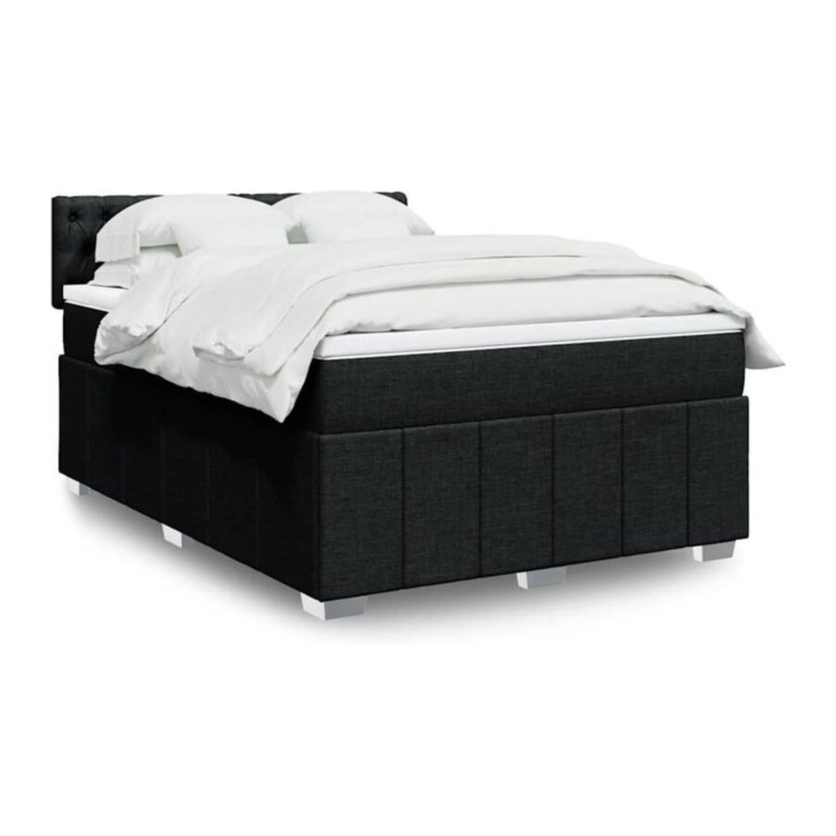 Vidaxl Boxspringbett mit Matratze in Schwarz aus Stoff, B/T/H: 140 x 190 cm - Bild 1