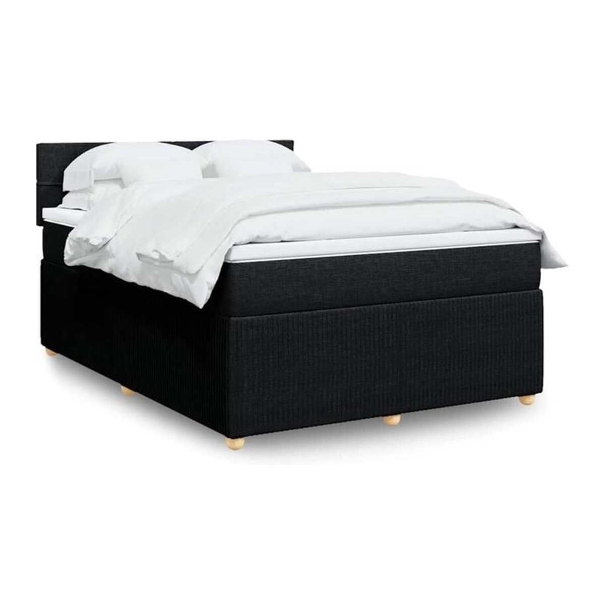 vidaxl Boxspringbett mit Matratze in Schwarz aus Stoff, B/T/H: 140 x 190 cm - Bild 1