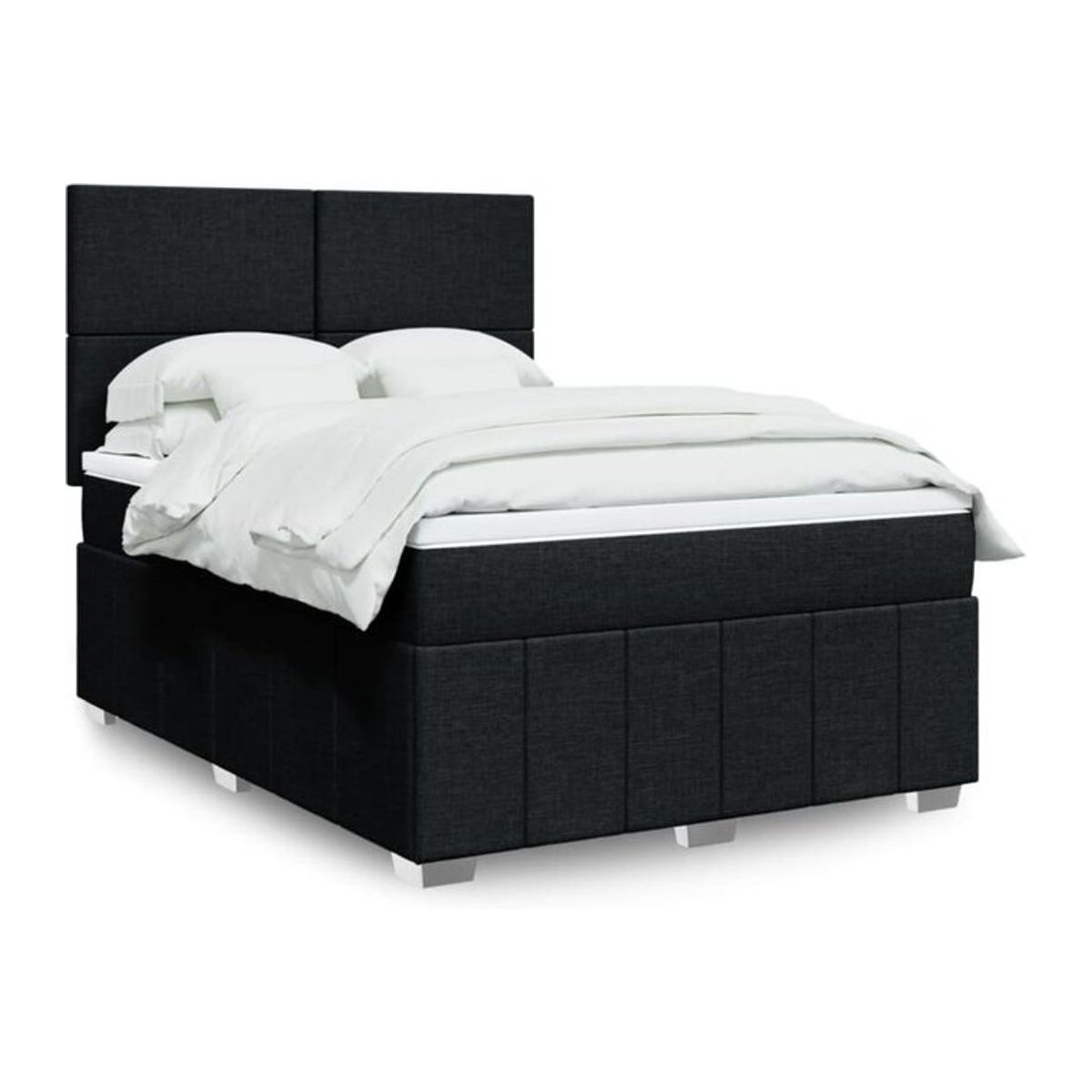 vidaxl Boxspringbett mit Matratze in Schwarz aus Stoff, B/T/H: 140 x 190 cm - Bild 1