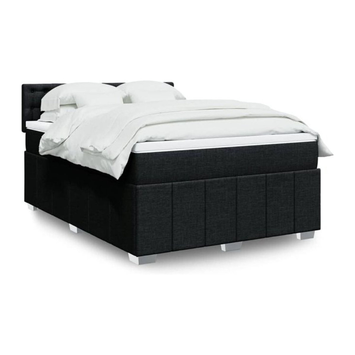 vidaxl Boxspringbett mit Matratze in Schwarz aus Stoff, B/T/H: 140 x 190 x 100,5 cm - Bild 1