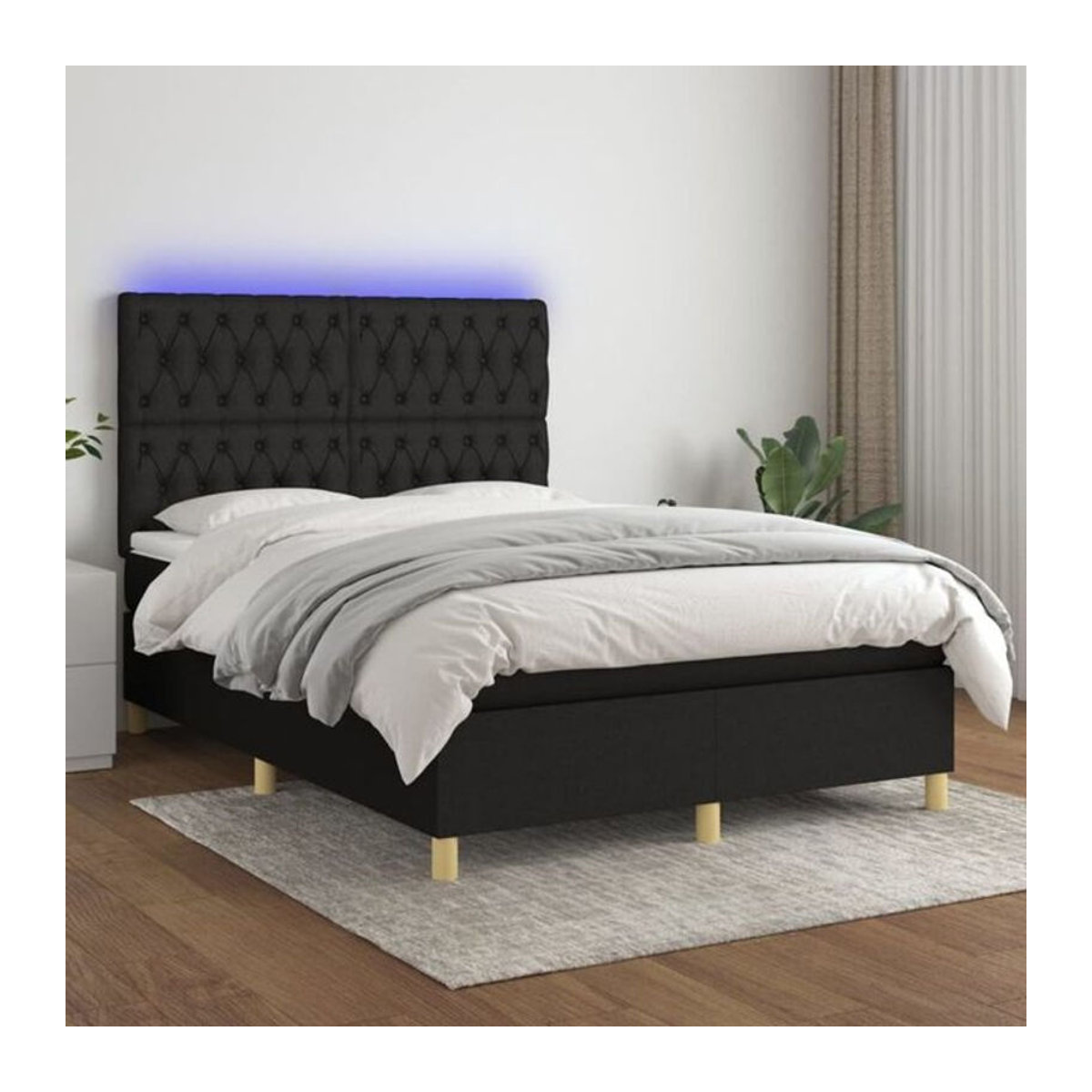vidaxl Boxspringbett mit Matratze in Schwarz aus Stoff, B/T/H: 140 x 190 x 118 cm - Bild 1