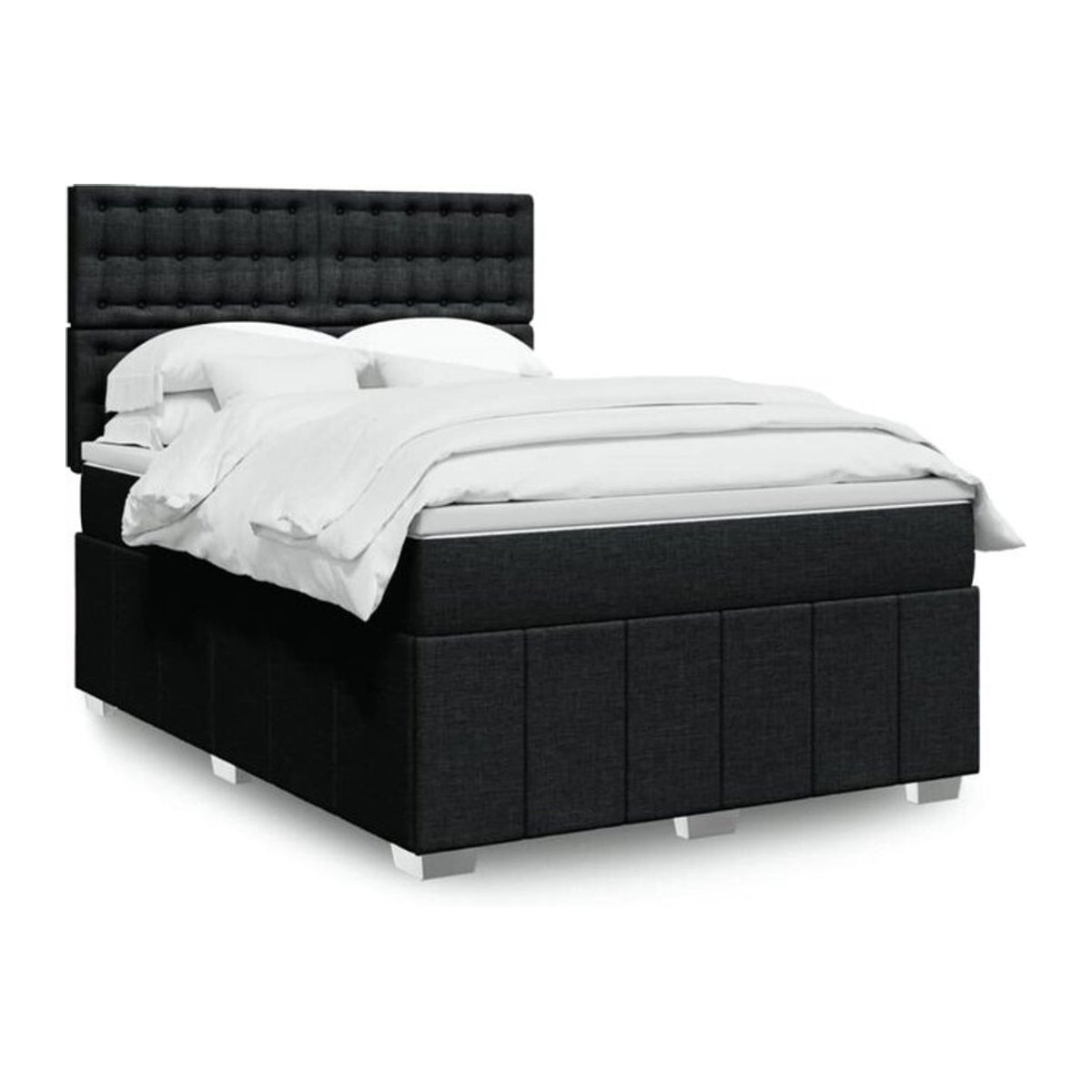 Vidaxl Boxspringbett mit Matratze in Schwarz aus Stoff, B/T/H: 140 x 200 cm - Bild 1