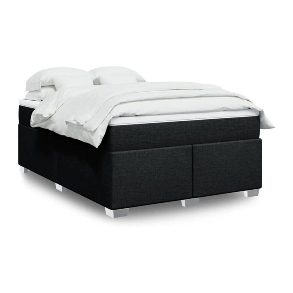 Vidaxl Boxspringbett mit Matratze in Schwarz aus Stoff, B/T/H: 140 x 200 cm - Bild 1