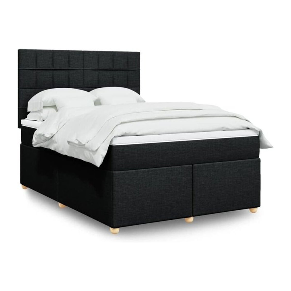 vidaxl Boxspringbett mit Matratze in Schwarz aus Stoff, B/T/H: 140 x 200 cm - Bild 1