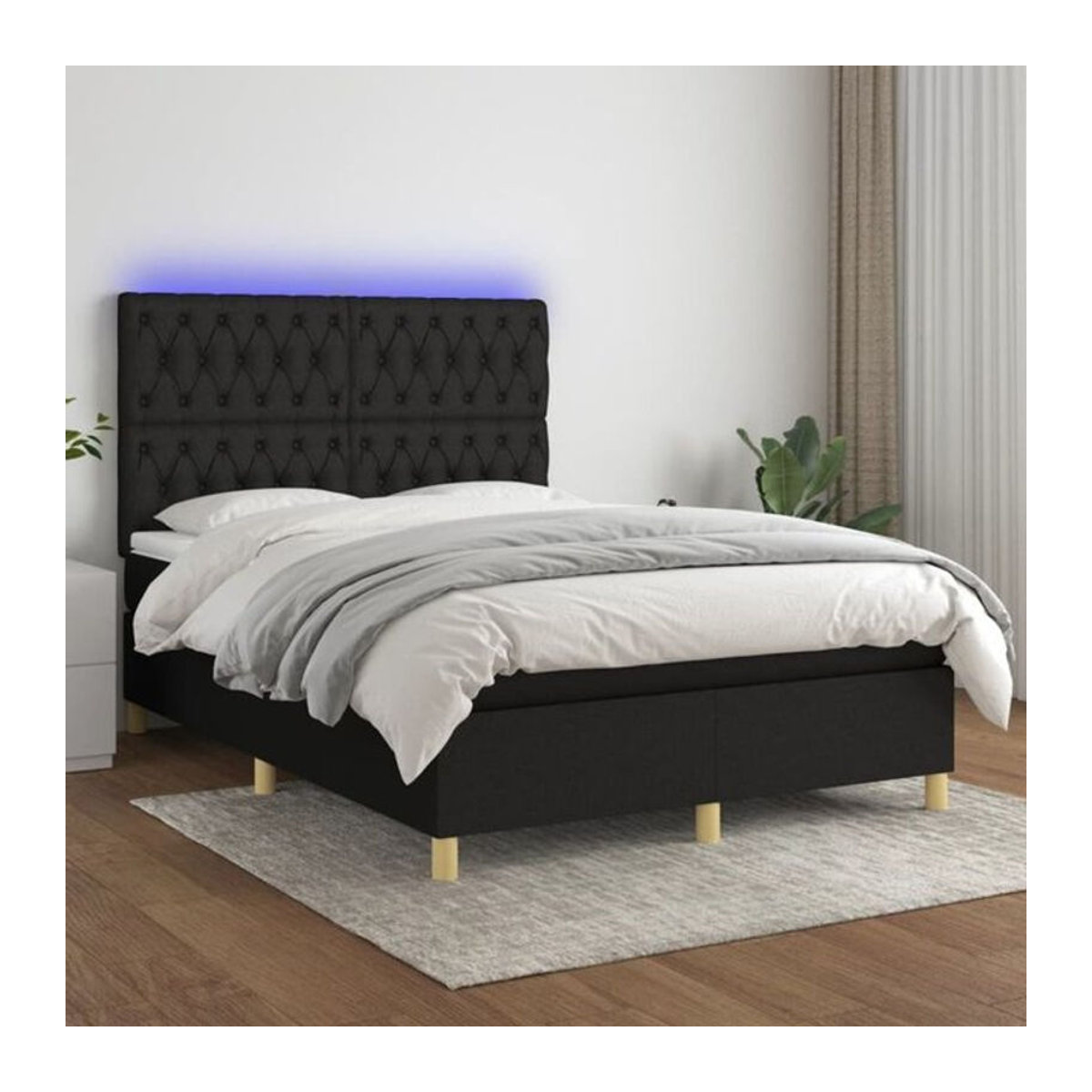 vidaxl Boxspringbett mit Matratze in Schwarz aus Stoff, B/T/H: 140 x 200 cm - Bild 1