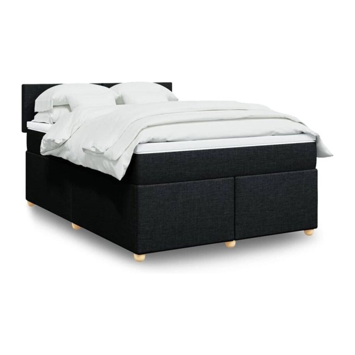 vidaxl Boxspringbett mit Matratze in Schwarz aus Stoff, B/T/H: 140 x 200 x 100,5 cm - Bild 1