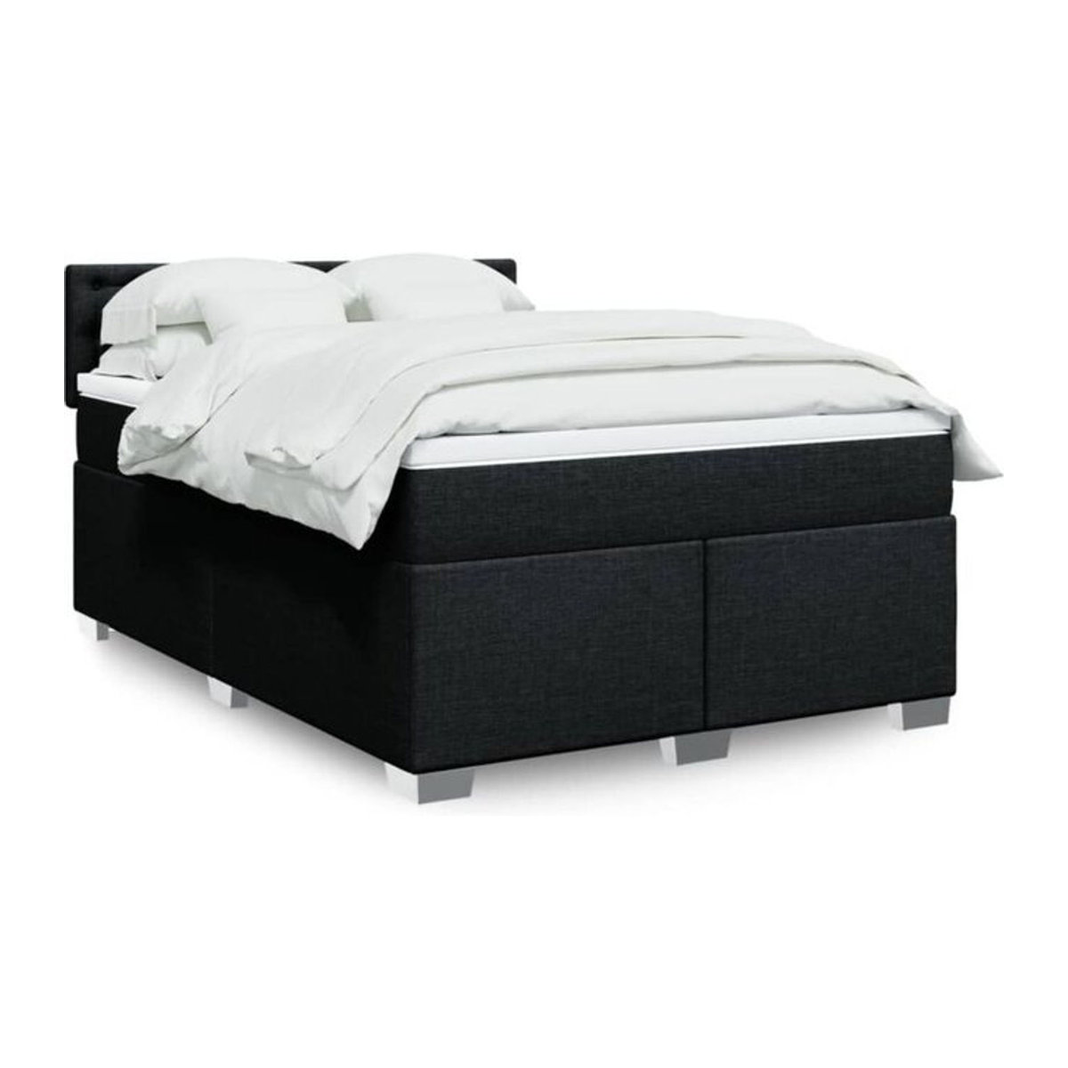 vidaxl Boxspringbett mit Matratze in Schwarz aus Stoff, B/T/H: 160 x 200 x 100,5 cm - Bild 1
