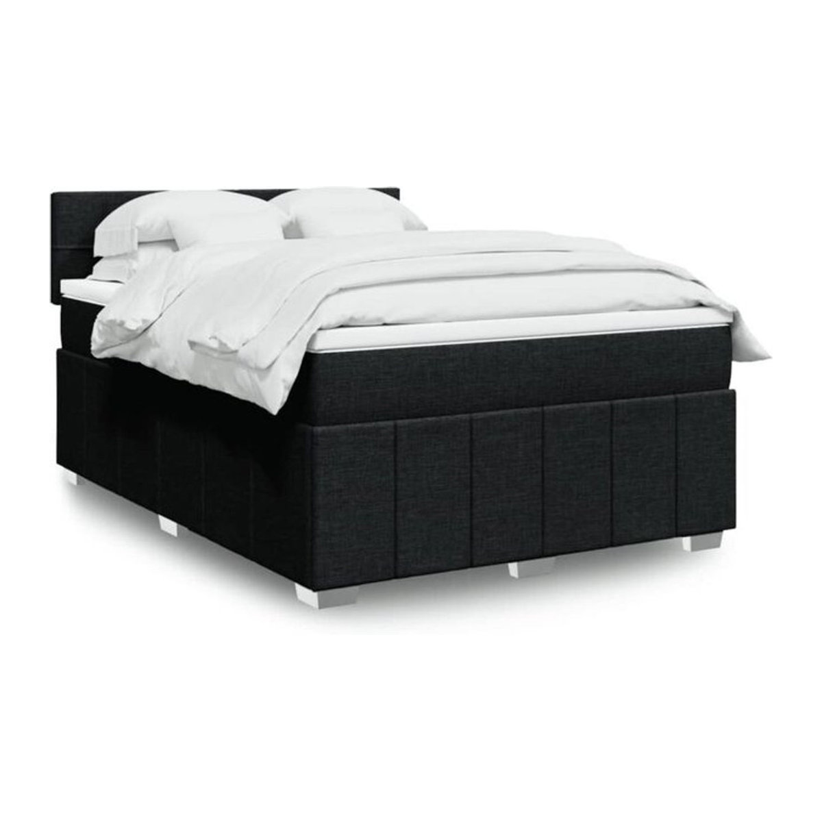 Vidaxl Boxspringbett mit Matratze in Schwarz aus Stoff, B/T/H: 160 x 200 x 100,5 cm - Bild 1