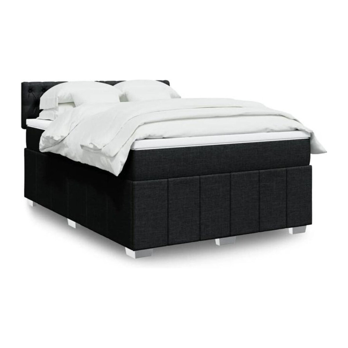 Vidaxl Boxspringbett mit Matratze in Schwarz aus Stoff, B/T/H: 160 x 200 x 100,5 cm - Bild 1