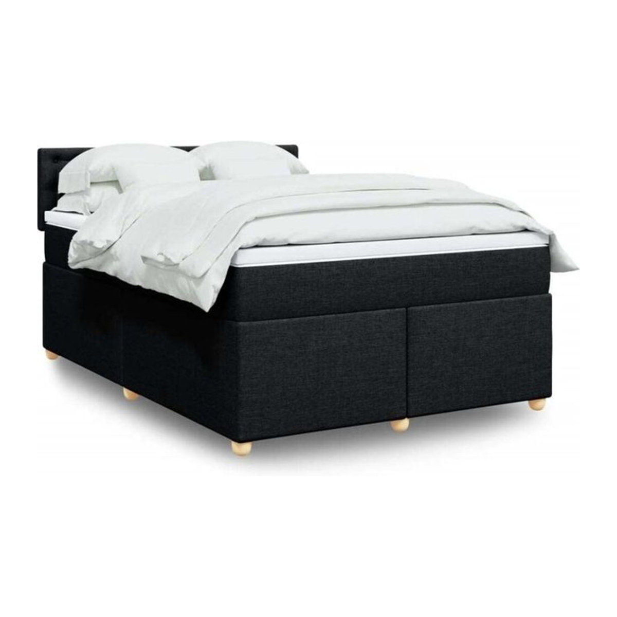 Vidaxl Boxspringbett mit Matratze in Schwarz aus Stoff, B/T/H: 160 x 200 x 100,5 cm - Bild 1