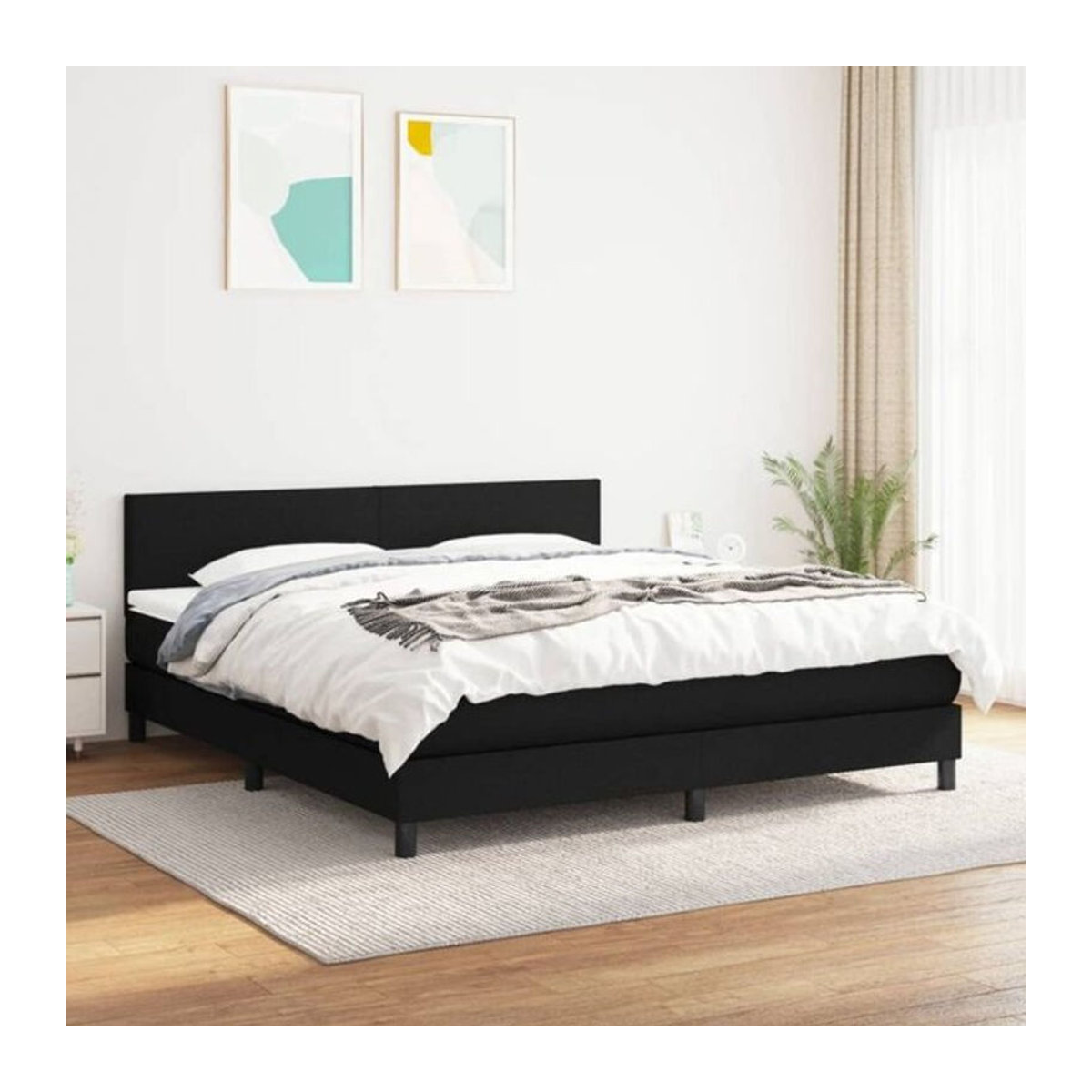 Vidaxl Boxspringbett mit Matratze in Schwarz aus Stoff, B/T/H: 160 x 200 x 78 cm - Bild 1