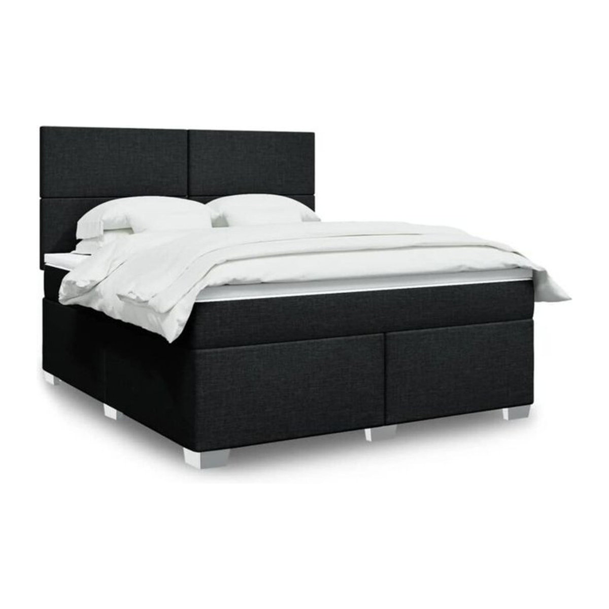 vidaxl Boxspringbett mit Matratze in Schwarz aus Stoff, B/T/H: 180 x 200 x 150,5 cm - Bild 1
