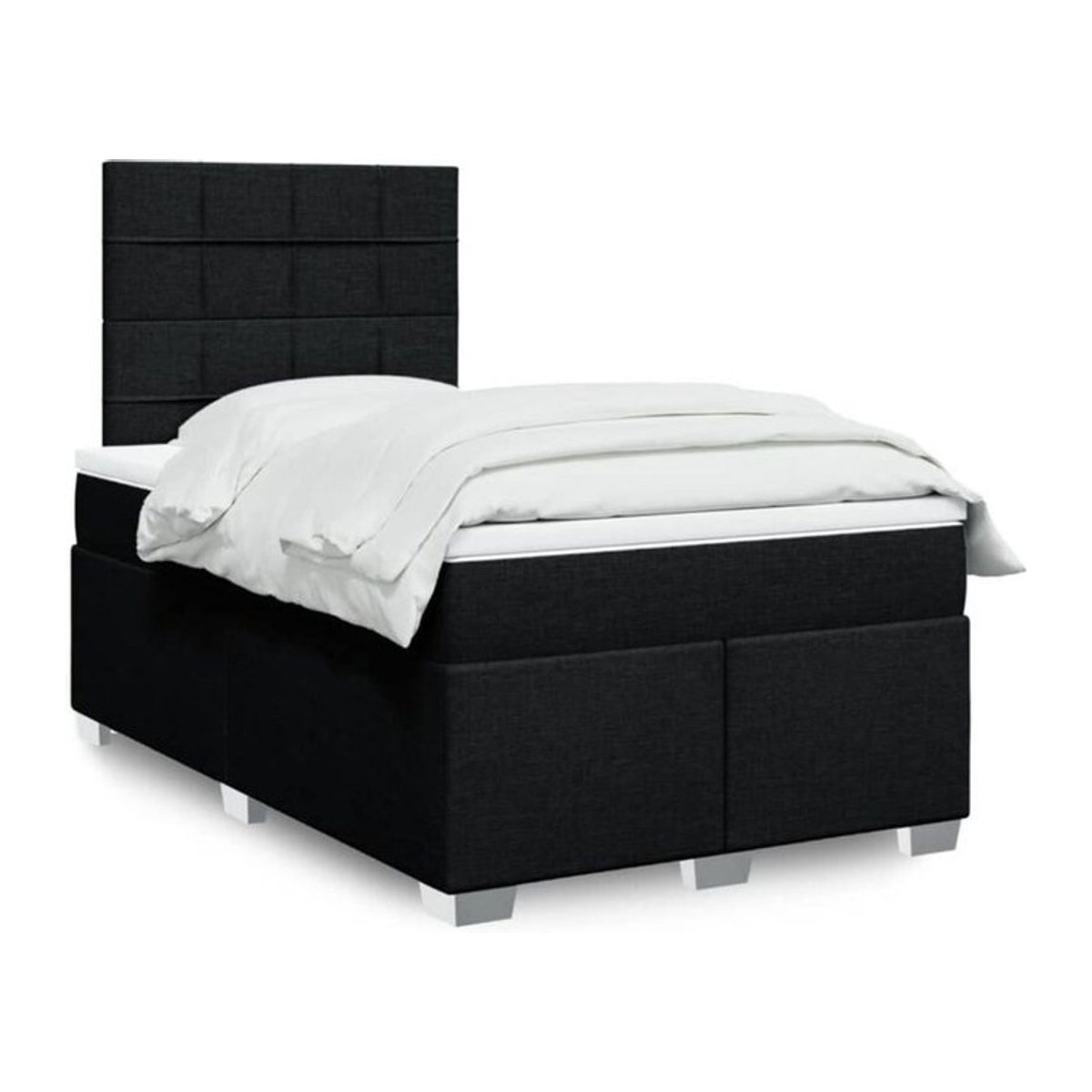 Vidaxl Boxspringbett mit Matratze in Schwarz aus Stoff, B/T/H: 190 x 120 x 150,5 cm - Bild 1