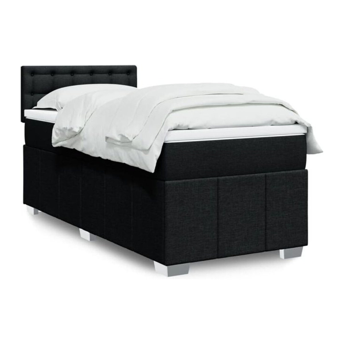 vidaxl Boxspringbett mit Matratze in Schwarz aus Stoff, B/T/H: 190 x 90 x 100,5 cm - Bild 1