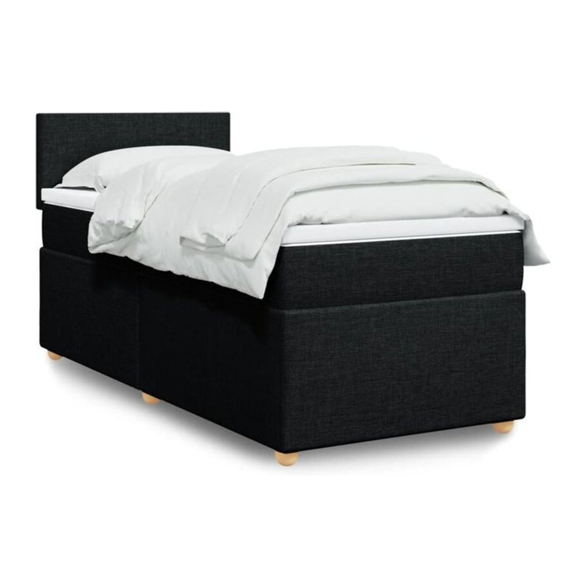 vidaxl Boxspringbett mit Matratze in Schwarz aus Stoff, B/T/H: 200 x 100 x 100,5 cm - Bild 1