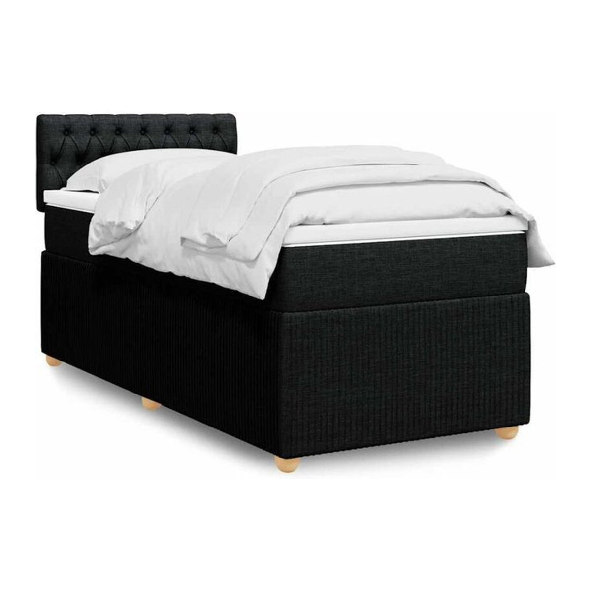 Vidaxl Boxspringbett mit Matratze in Schwarz aus Stoff, B/T/H: 200 x 100 x 100,5 cm - Bild 1