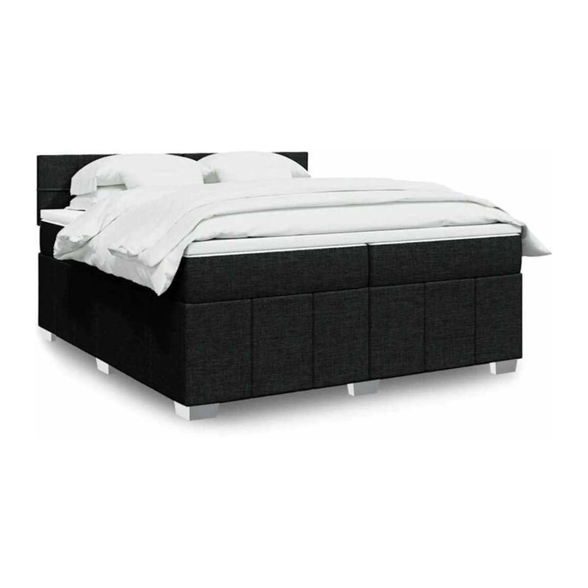 Vidaxl Boxspringbett mit Matratze in Schwarz aus Stoff, B/T/H: 200 x 200 x 100,5 cm - Bild 1