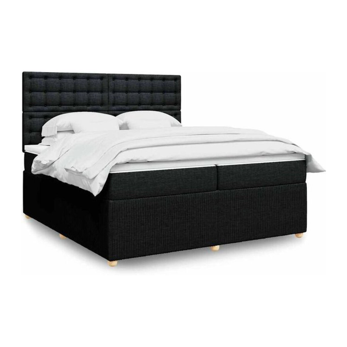 Vidaxl Boxspringbett mit Matratze in Schwarz aus Stoff B/T/H: 200 x 200 x 140,5 cm - Bild 1