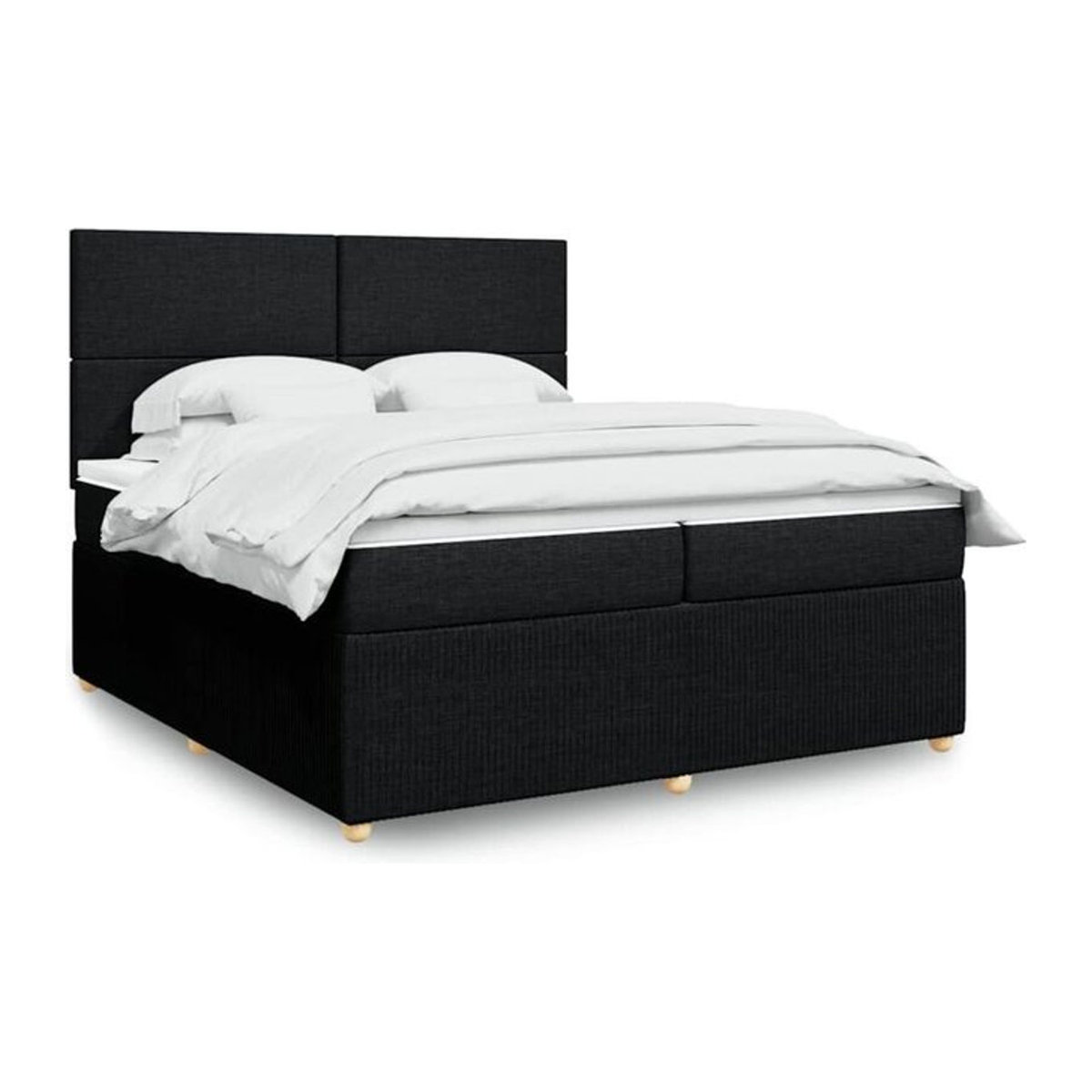 Vidaxl Boxspringbett mit Matratze in Schwarz aus Stoff, B/T/H: 200 x 200 x 140,5 cm - Bild 1
